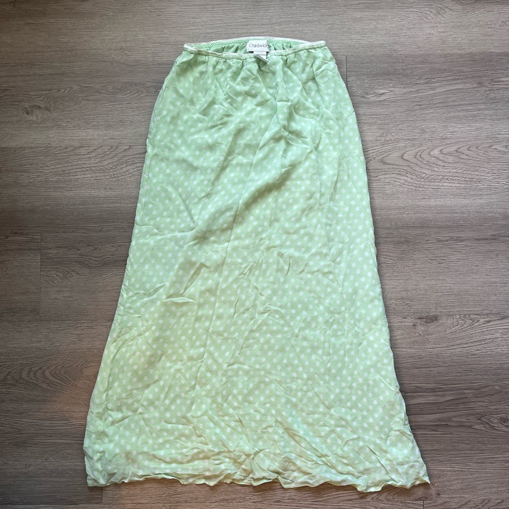 Chadwicks Mint Green Polka Dot Maxi Skirt